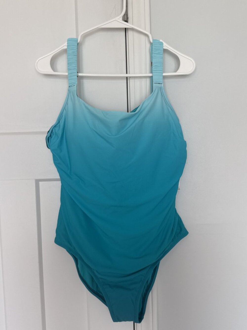 Jantzen Size 20 W Blue One Piece Freshwater Ombré Swimsuit Underwire Adjustable - Picture 6 of 11